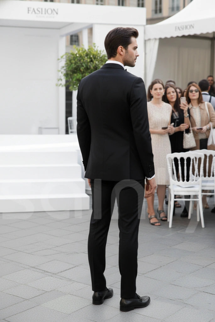 Men black suit for wedding and party wear-back