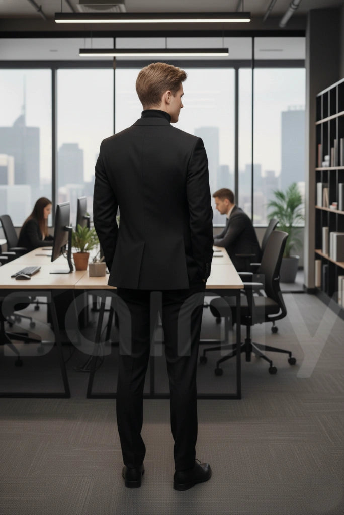 Double breasted suit for corporate events and gatherings-back