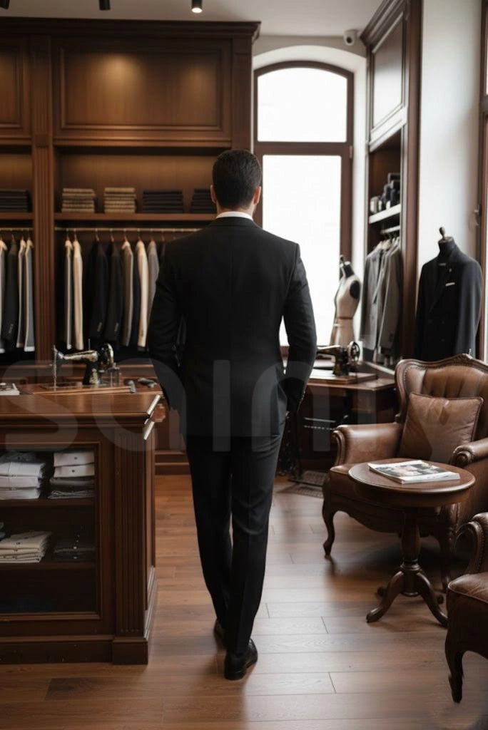Black suit for wedding and special events wear-back