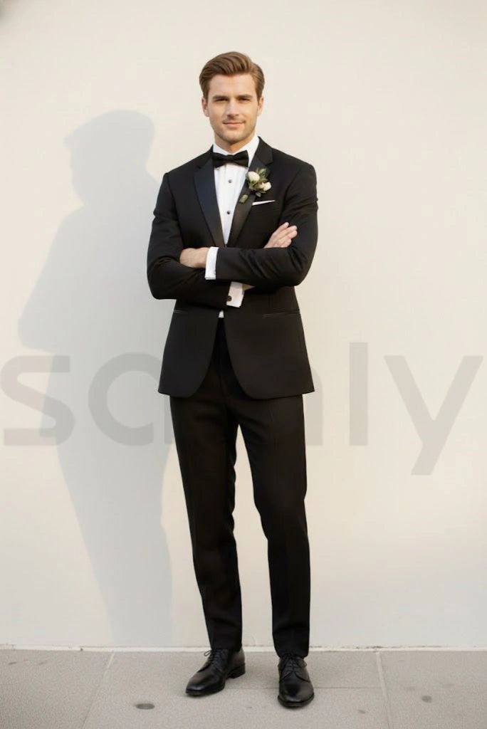 Men black tuxedo suit for wedding and evening events