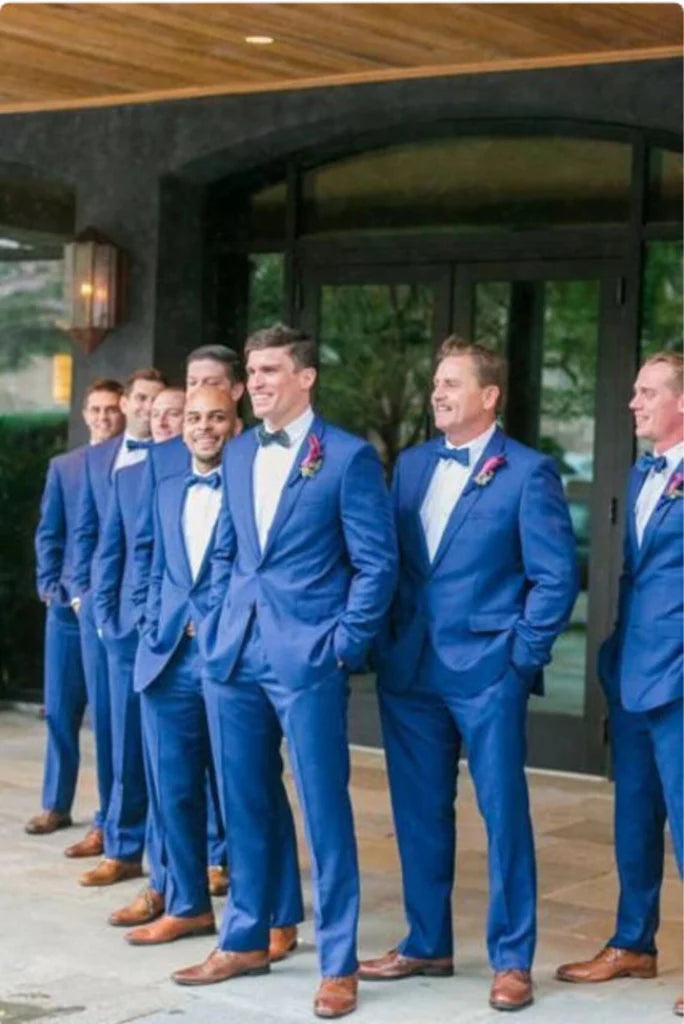 Men blue groomsmen suit-front