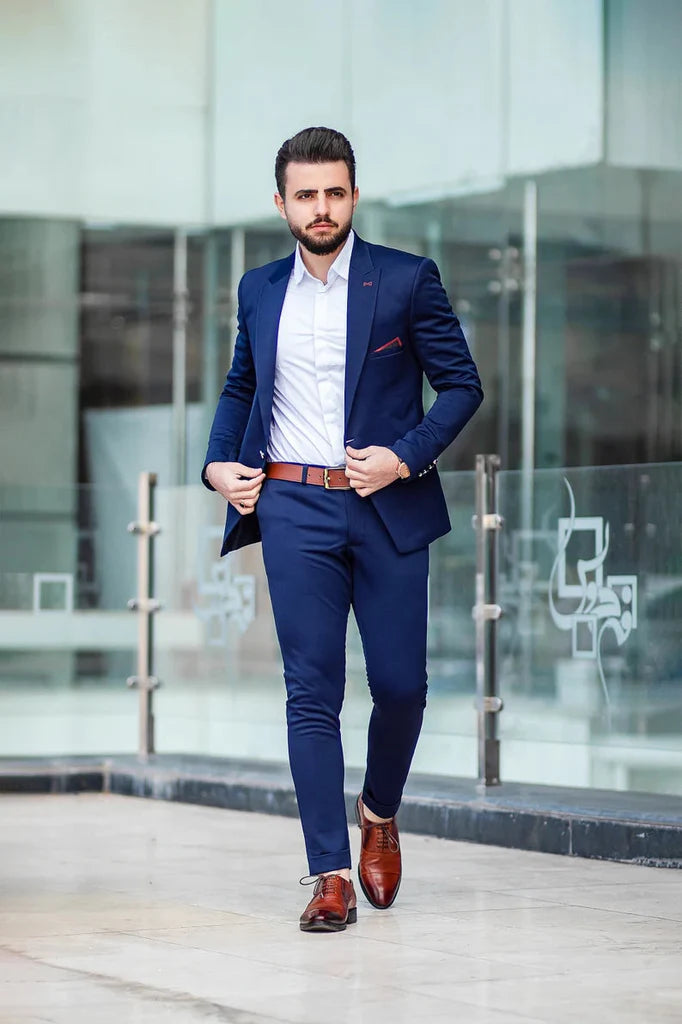 Sainly men blue formal suit