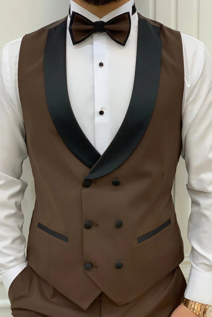 Men brown three piece suit