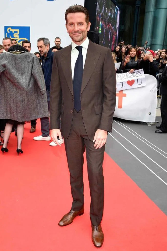 Men brown two piece suit -front