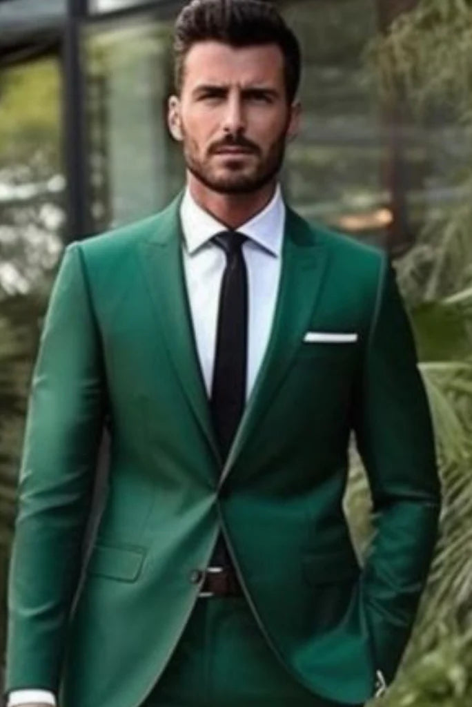 Emerald green blazer for men-front