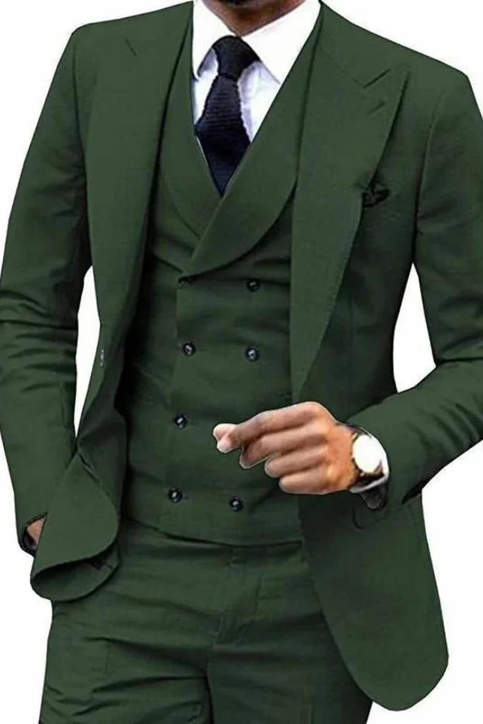 Men forest green formal suit by sainly