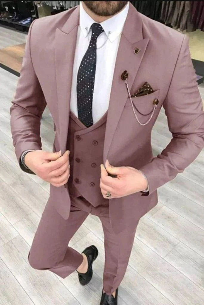 Men formal dusty rose suit-front