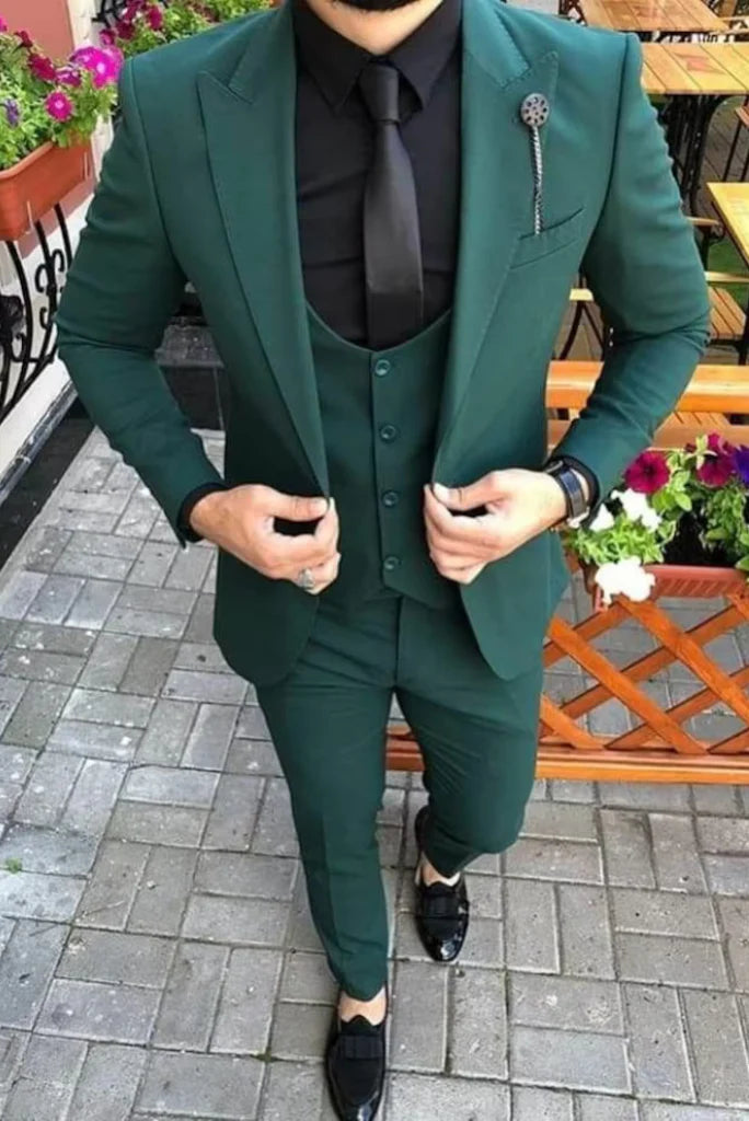 Men green suit Sainly-front