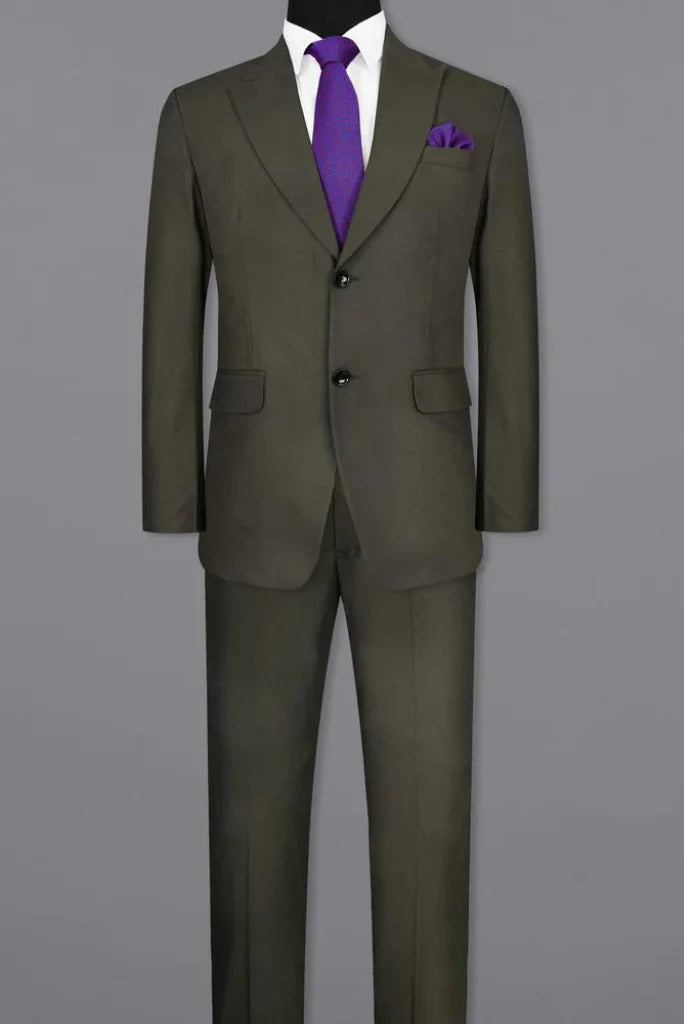 Men green two-piece formal and event suit-front