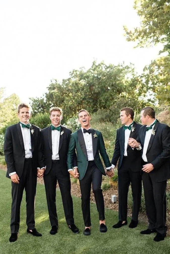 Men green tuxedo to piece suit-front
