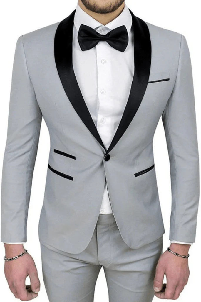 Men grey black suit-front