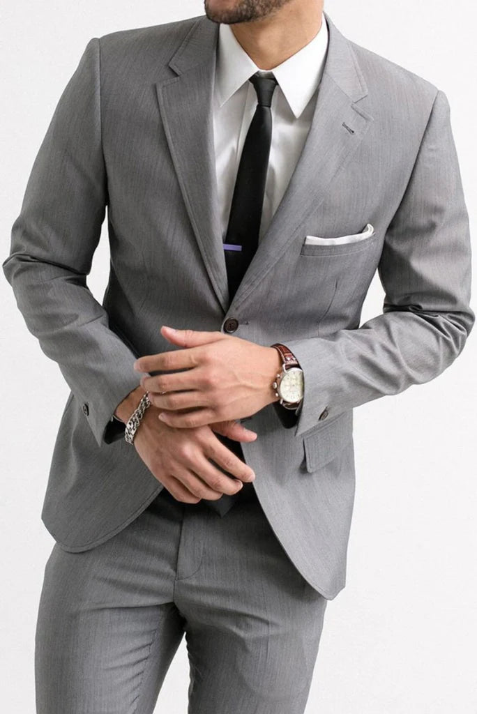 Men grey formal suit-front