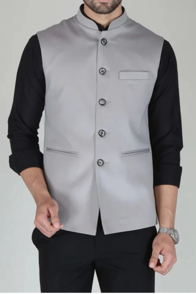 Men grey jodhpuri jacket-front