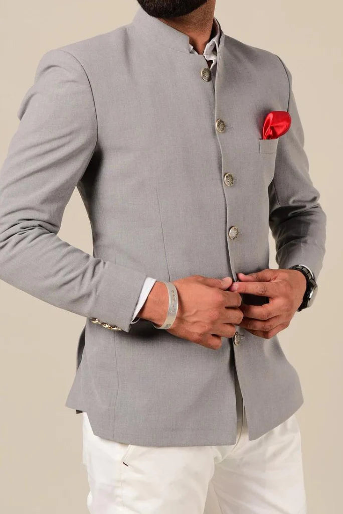 Men grey jodhpuri suit-side