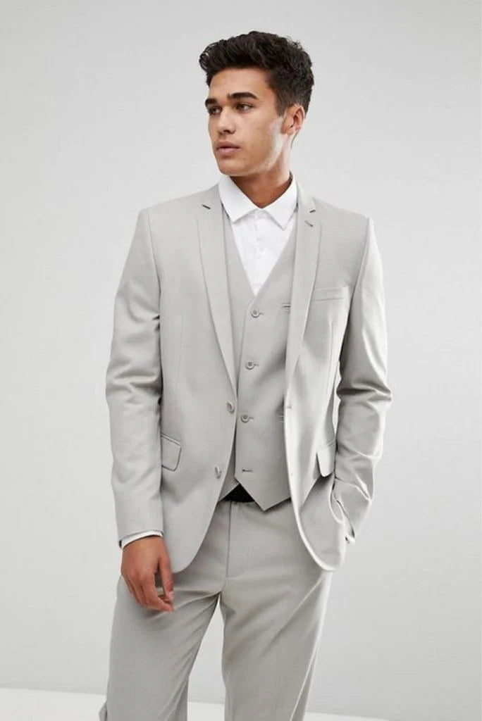 formal grey three piece suit for men-fornt