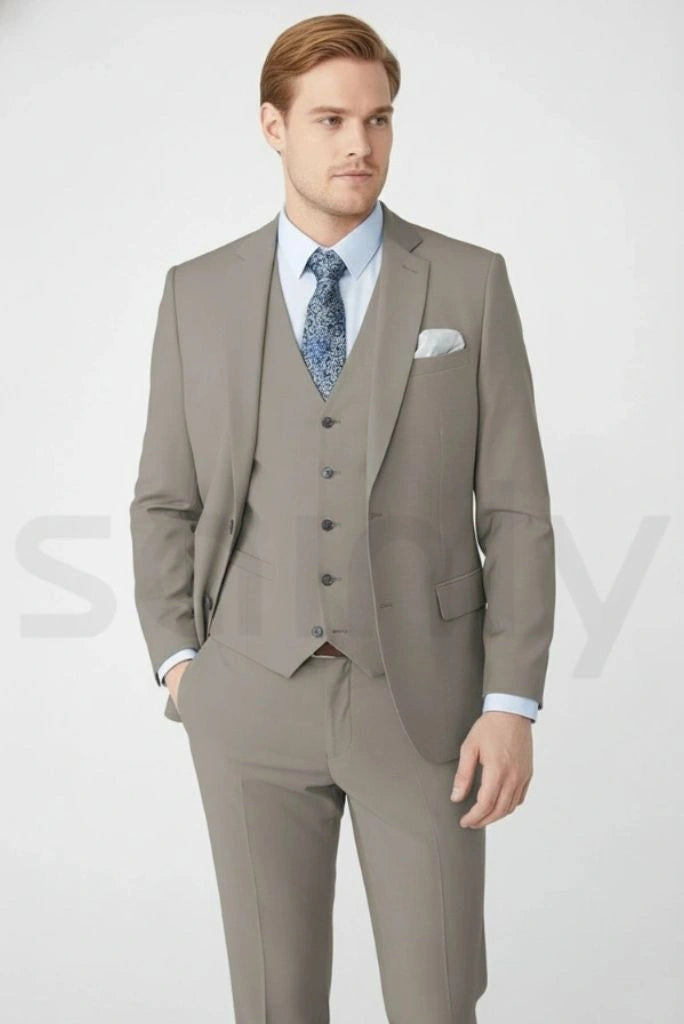 Elegant men grey suit set for wedding and formal wear