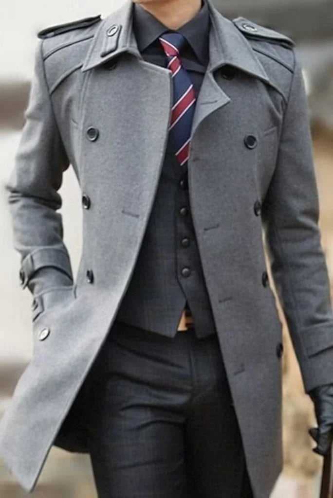 Men grey trench coat-front