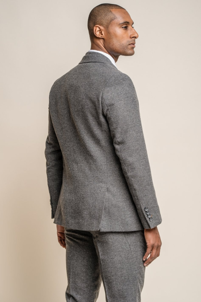 Men grey tweed 3 piece-back