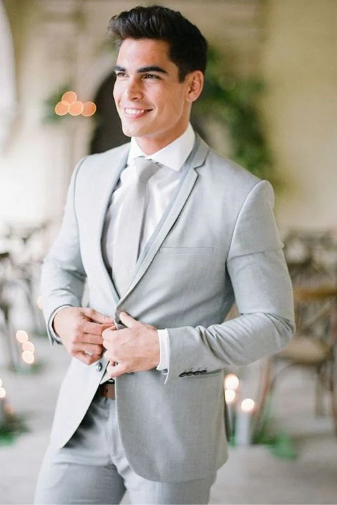 men grey two piece wedding and events suit-fornt