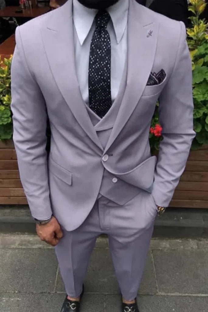 Men greyish purple suit-front