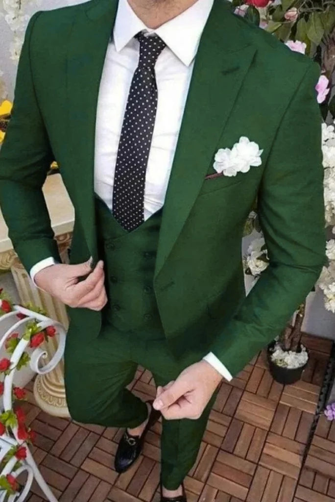 Men jade green suit-front
