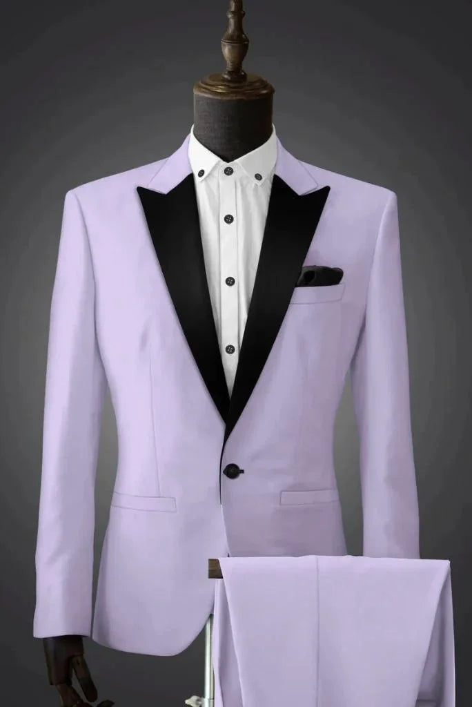 Men light purple suit for formal occasions-front