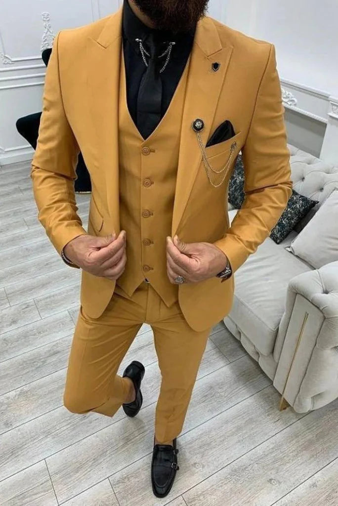 Men mustard suit set-front