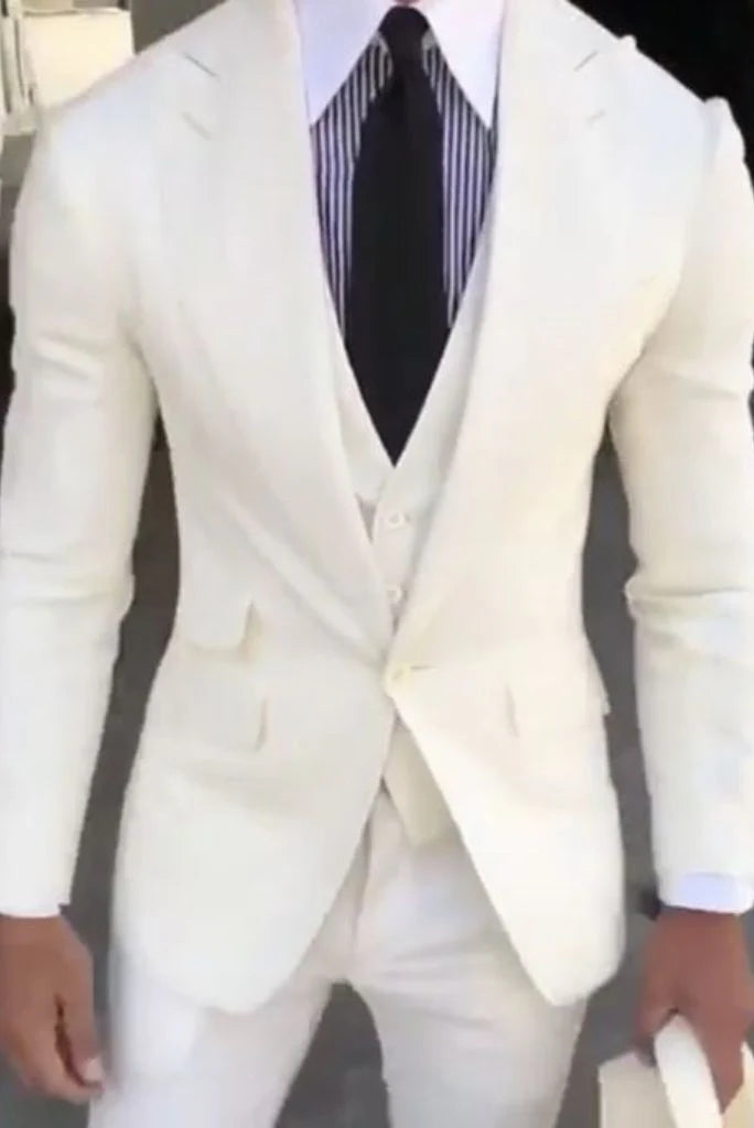 Men off white formal wear-front