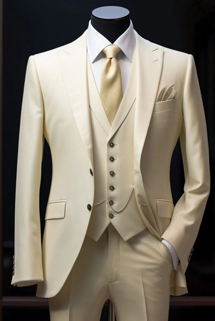 Men off white suit sainly-front