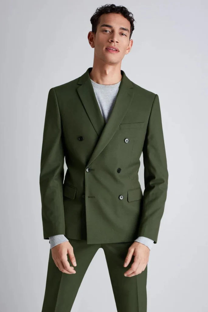 Men olive green suit-front