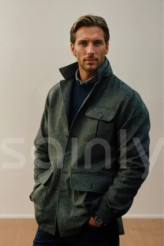 Men winter woolen shacket