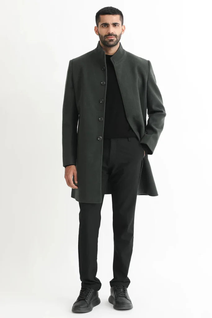 Men overcoat green-front
