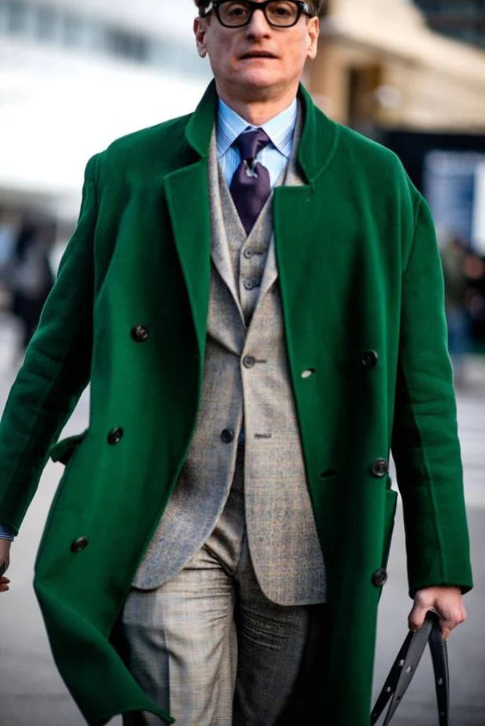 Men overcoat green -front