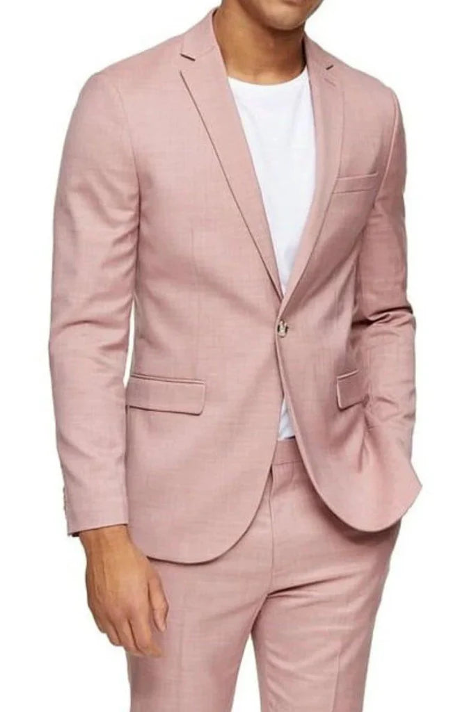 Men pink casual suit-front