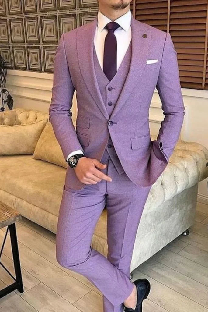 Men purple formal suit-front