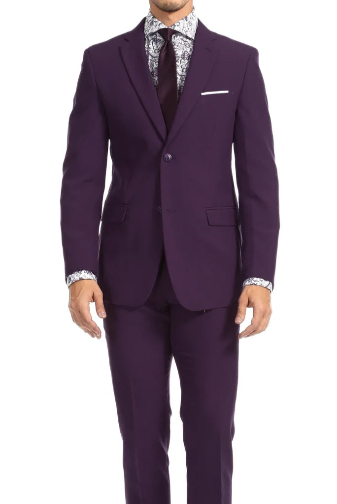 Men purple two piece casual-front