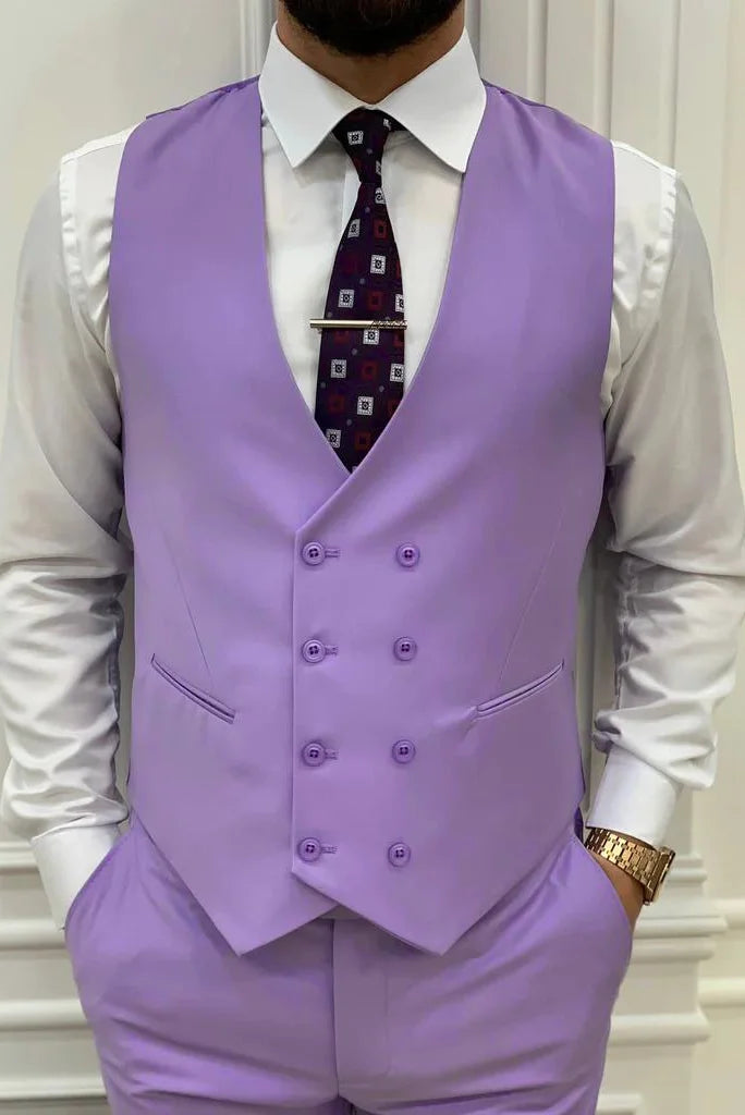 Men purple waistcoat and trouser set for wedding wear