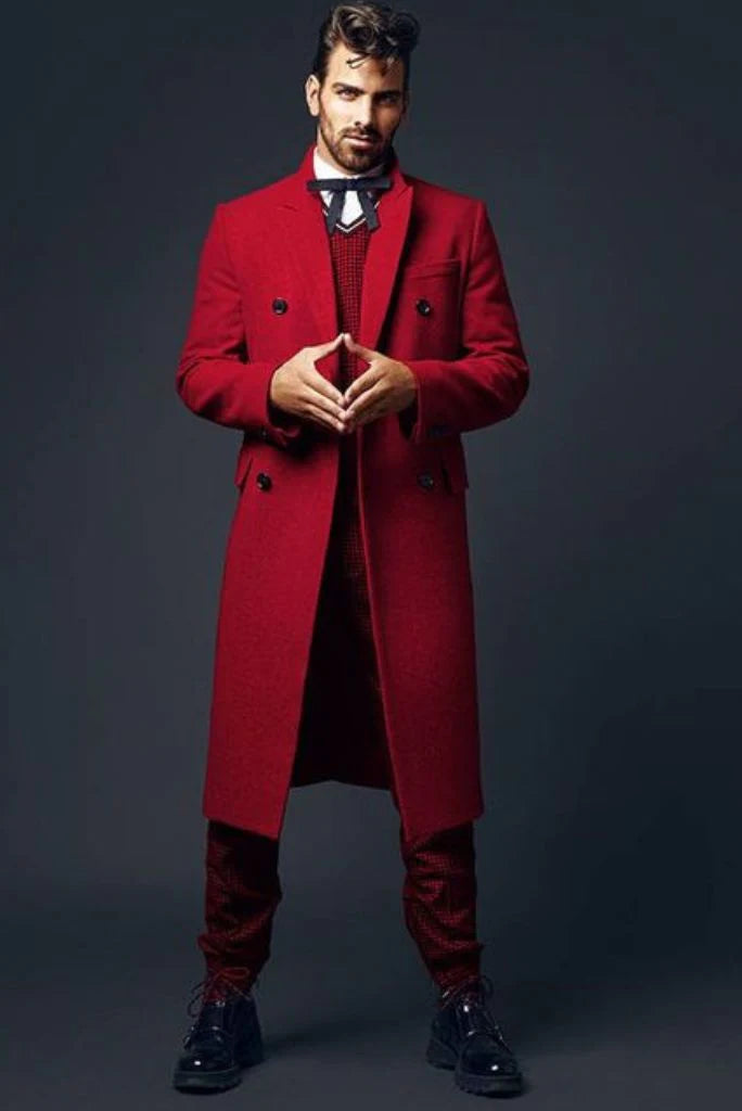 Men red overcoat-front