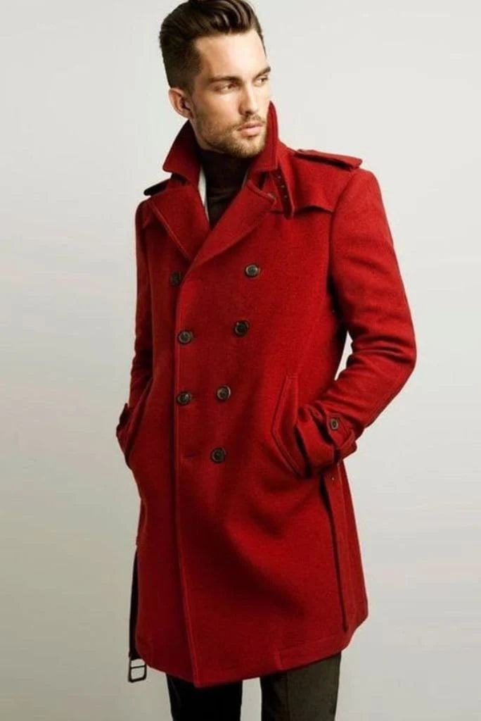 Men red winter coat-front