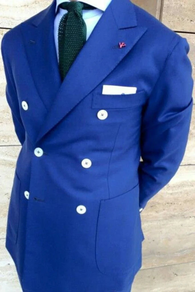Royal blue wedding and party suit for men-side