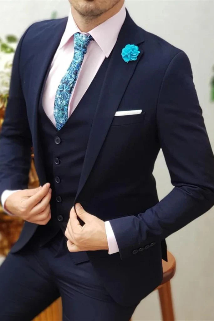 Royal blue formal three piece suit