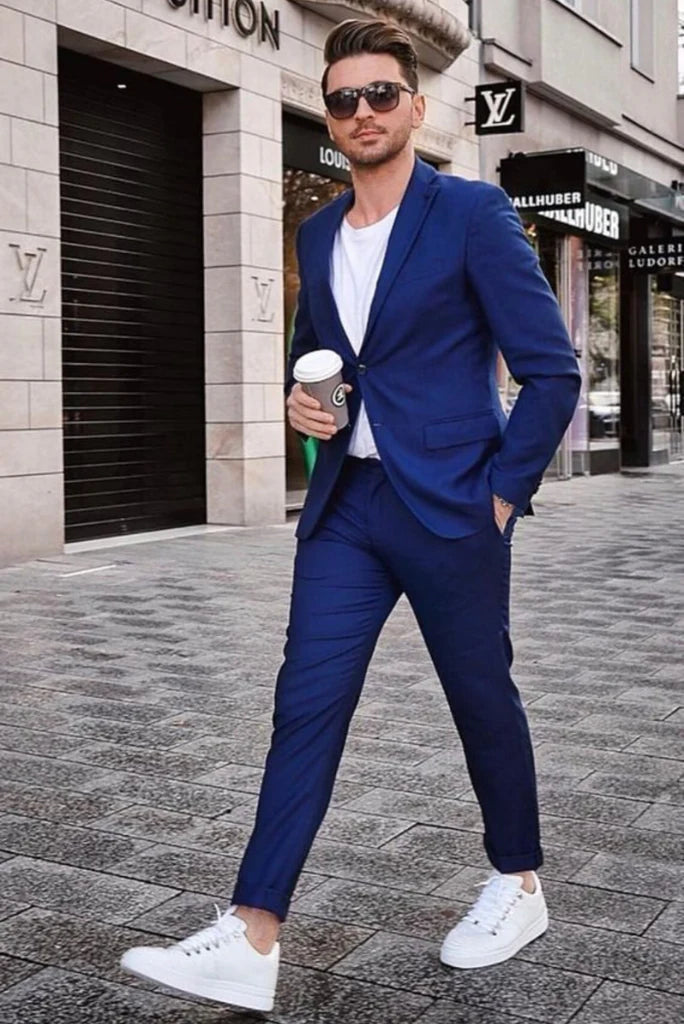 Men royal blue casual and formal suit-front