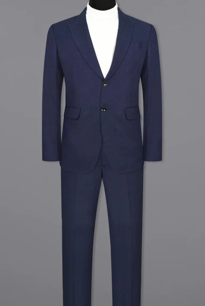 Men royal blue two piece suit-front