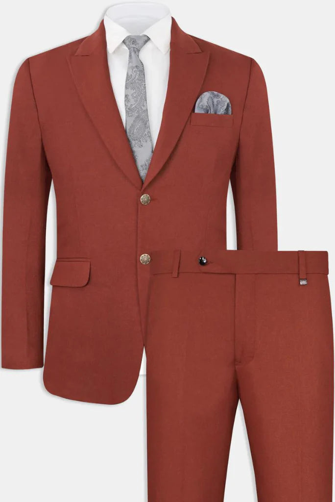 Men rust orange suit for parties