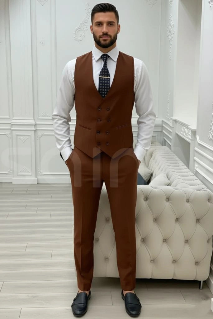 Brown waistcoat and pant set