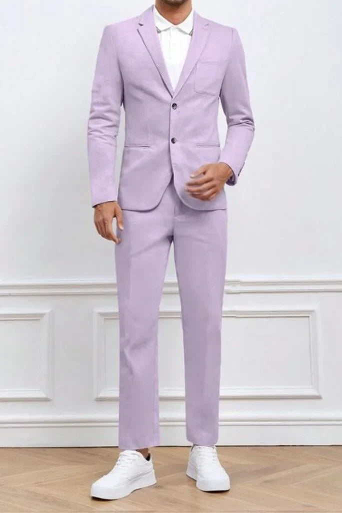 Men formal lavender two piece suit-front