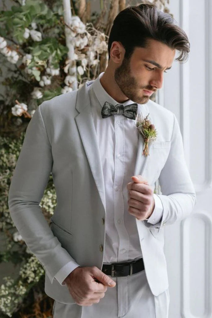 Men grey wedding two piece suit-front