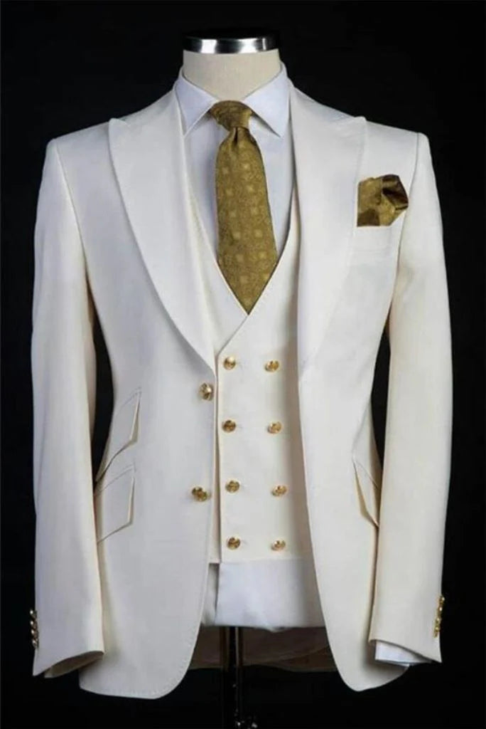 Men off white suit-front