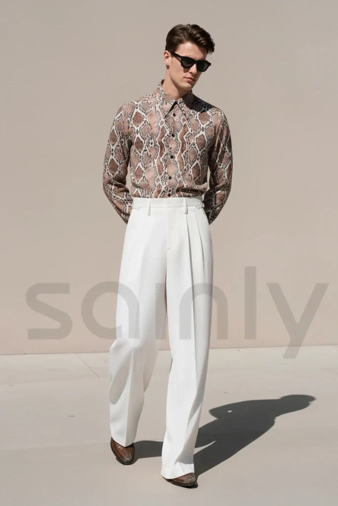 Men white trouser-front