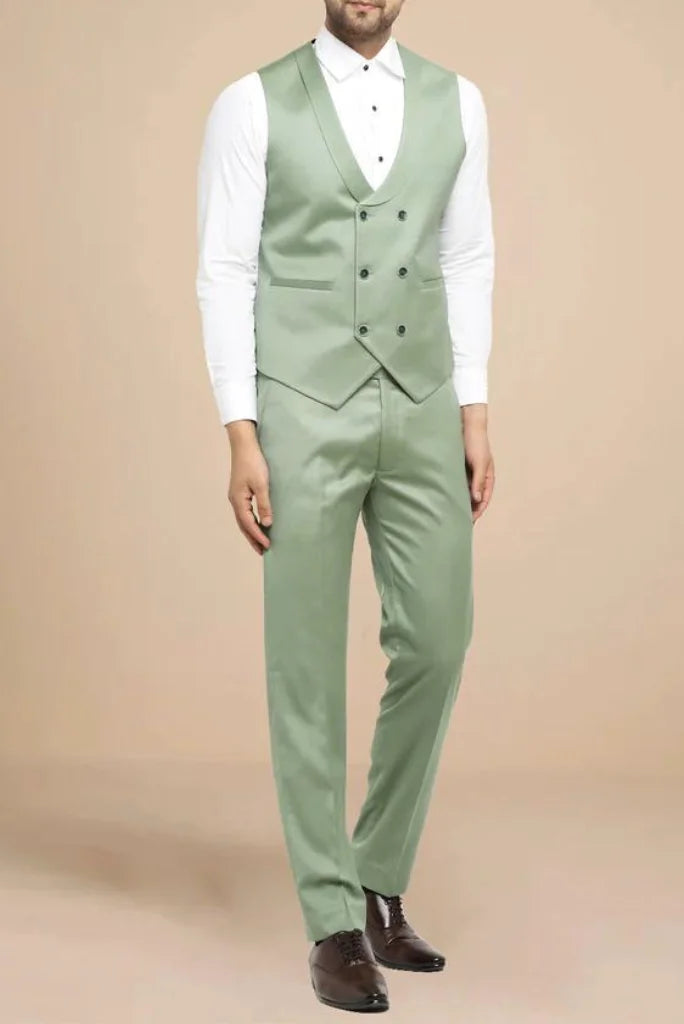 Men sage green three piece suit